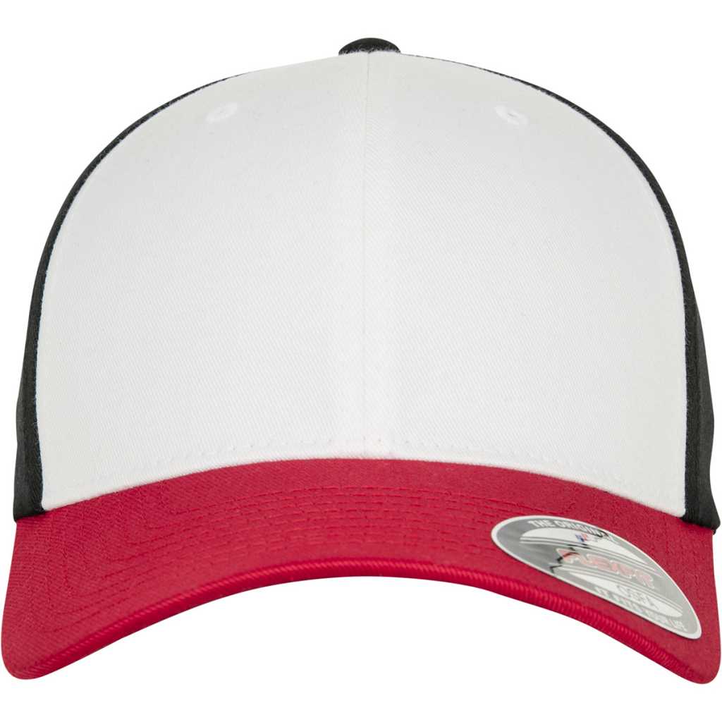 Flexfit 3-Tone Flexfit Cap Rot/Weiß/Schwarz – front