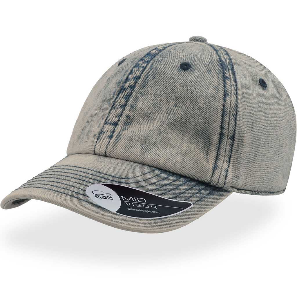 Atlantis Dad Hat – Baseball Cap Clear Wash Denim – oblique