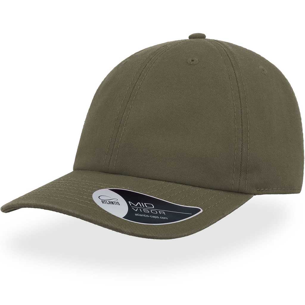 Atlantis Dad Hat – Baseball Cap Olivgrün – oblique