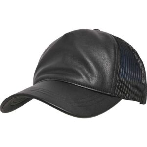Flexfit Leather Trucker Cap Black/Black - oblique