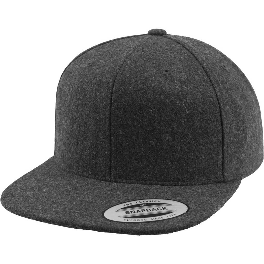 Flexfit Melton Wool Snapback Cap Dark Grey – oblique